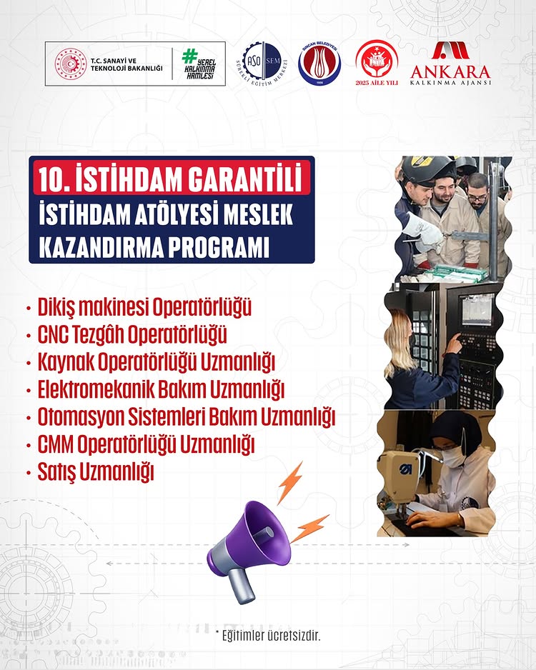 İstihdam Garantili 10.İstihdam Atölyesi Meslek Kazandırma Programı Başlıyor